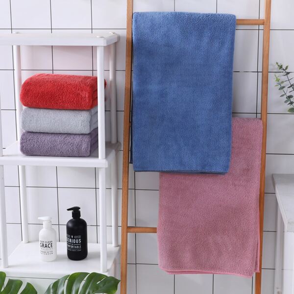 

2pcs Solid Towel & Bath Towel Set, Multicolor
