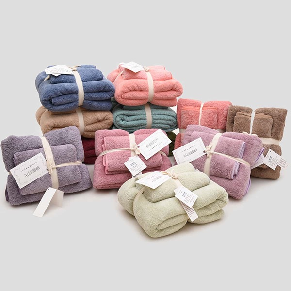 

2pcs Solid Towel & Bath Towel Set, Multicolor