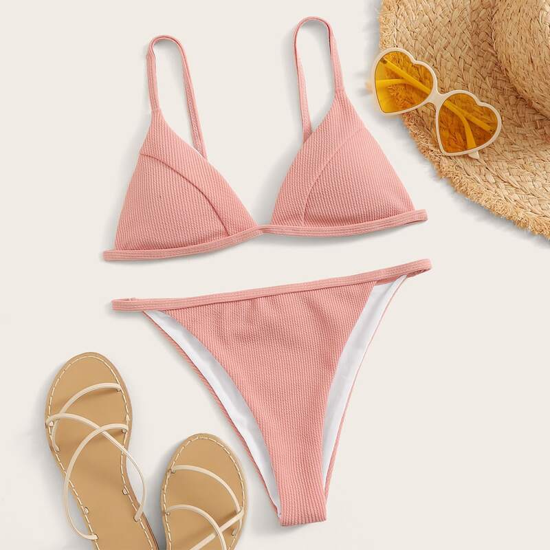 

Triangle Top With Tanga Bikini Set, Pink