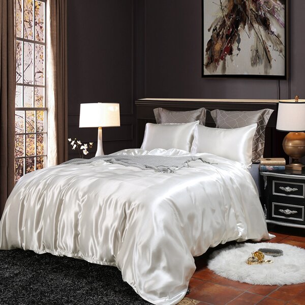 

Emulation Silk Satin Sheet Set, White