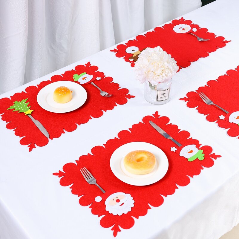 

1pc Christmas Decorative Placemat, Red
