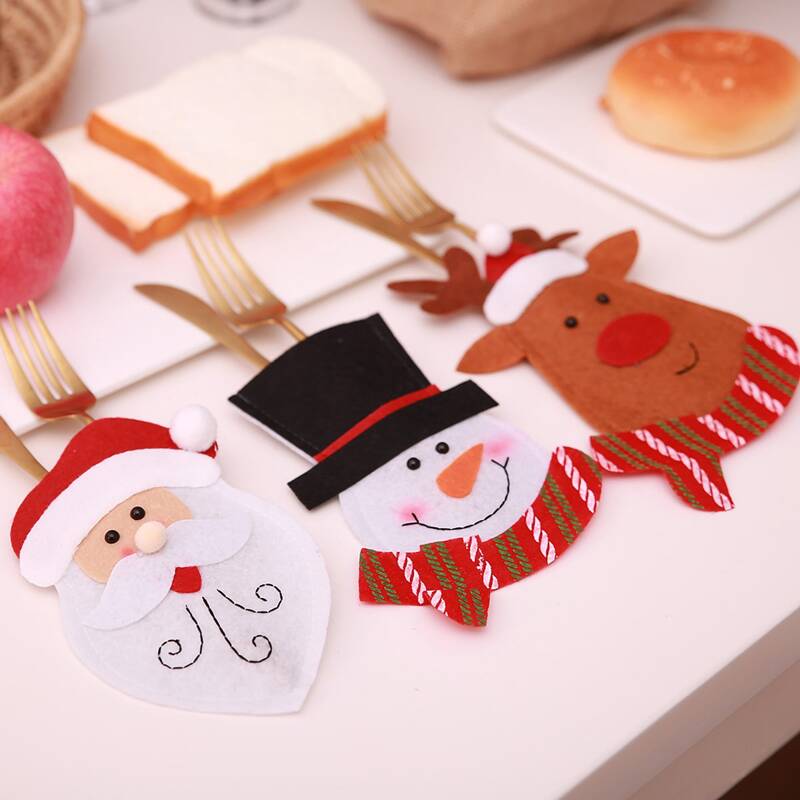

1pc Christmas Cutlery Bag Ornament, Red