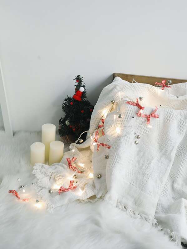 

20pcs Bulb Bow & Bell Decor String Light, Red