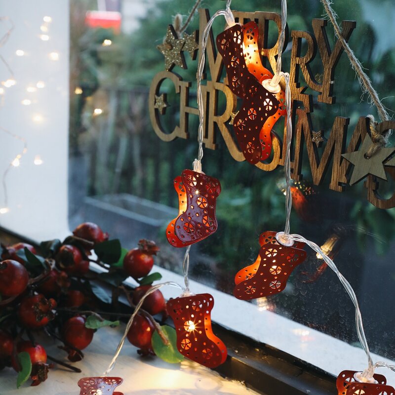 

10pcs Christmas Stocking Bulb String Light, Red