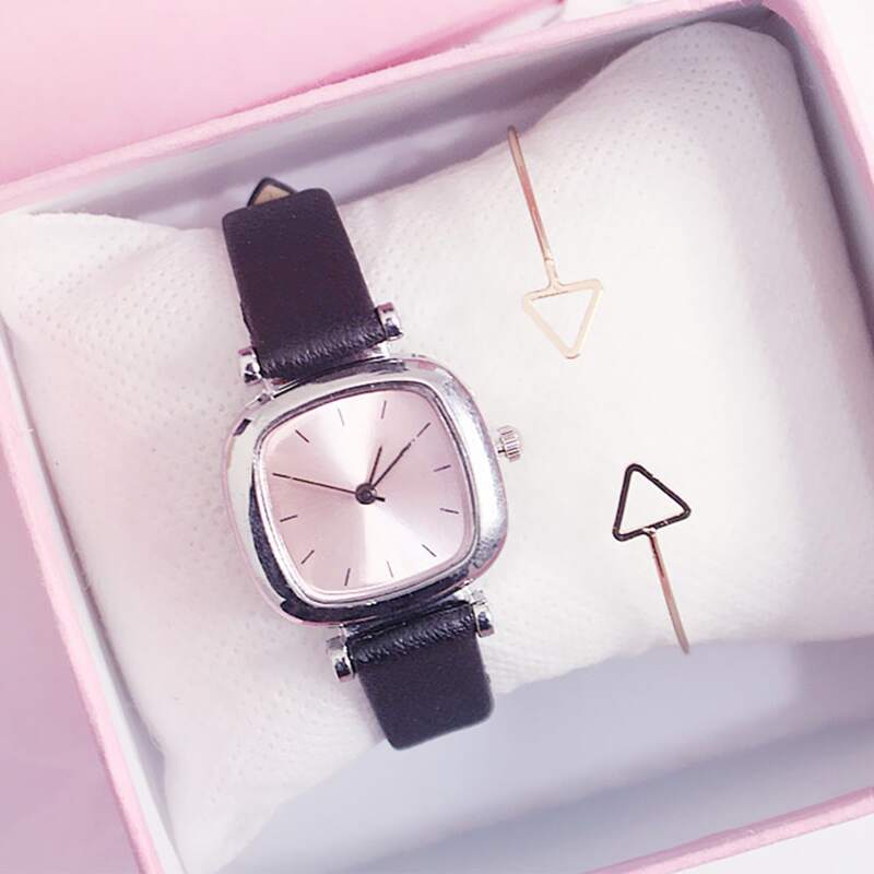 

1pc Square Dial Watch & 1pc Cuff Bracelet