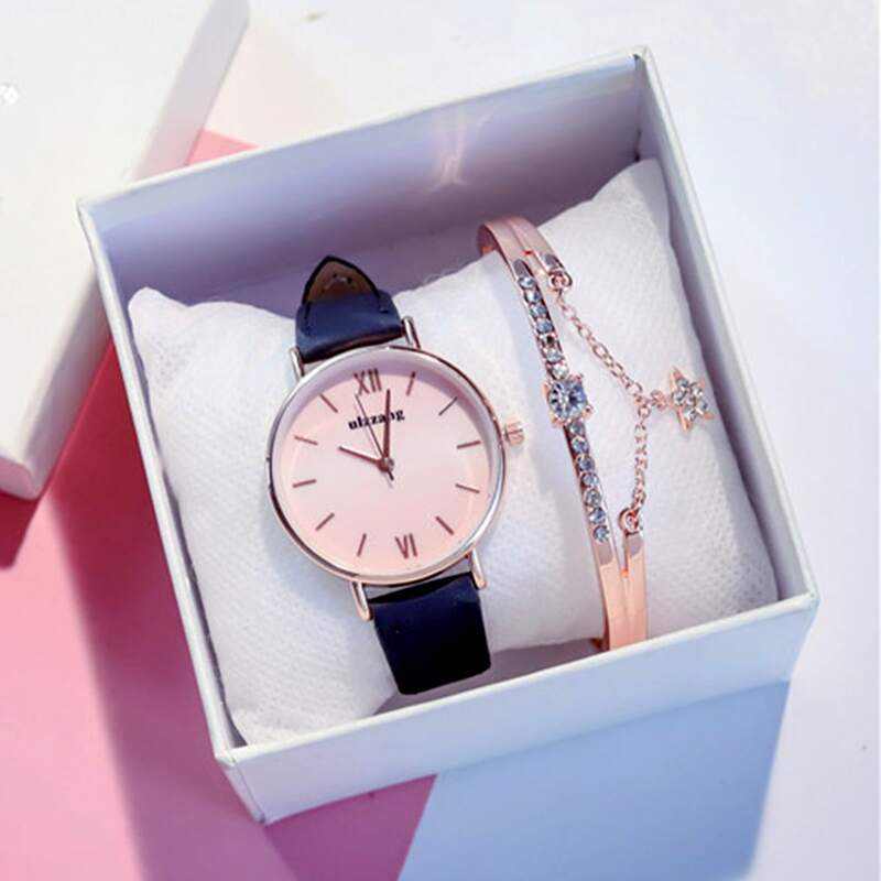 

1pc Minimalist Watch & 1pc Rhinestone Decor Bracelet