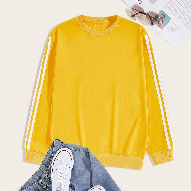 

Guys Striped Side Round Neck Sweatshirt, Yellow
