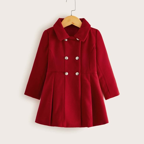 

Toddler Girls Double Breasted A-line Peacoat, Red