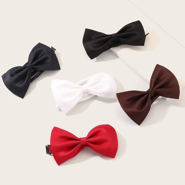 

5pcs Toddler Boys Solid Bow Tie, Multicolor