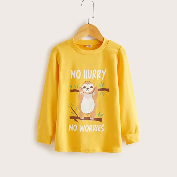 

Toddler Boys Sloth And Letter Graphic Sweatshirt, Yellow bright