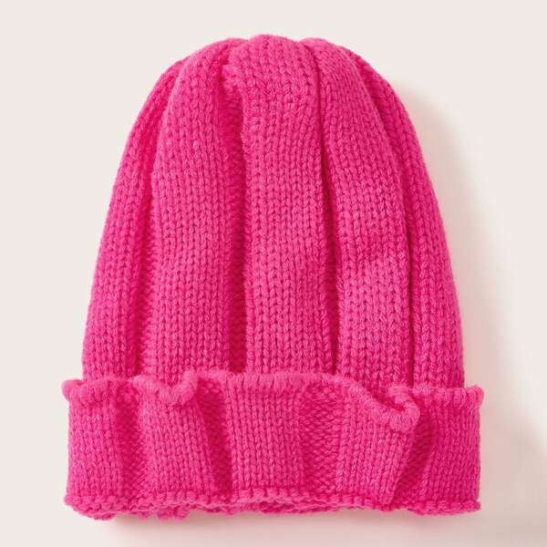 

Toddler Girls Solid Knit Beanie, Hot pink