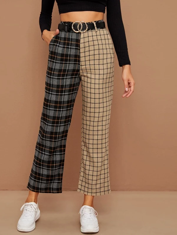 plaid wide leg pants