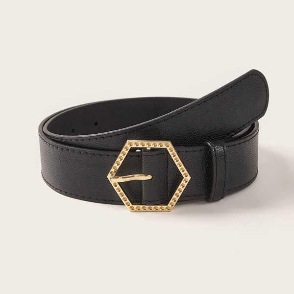 

Polygon Metal Buckle Belt, Black