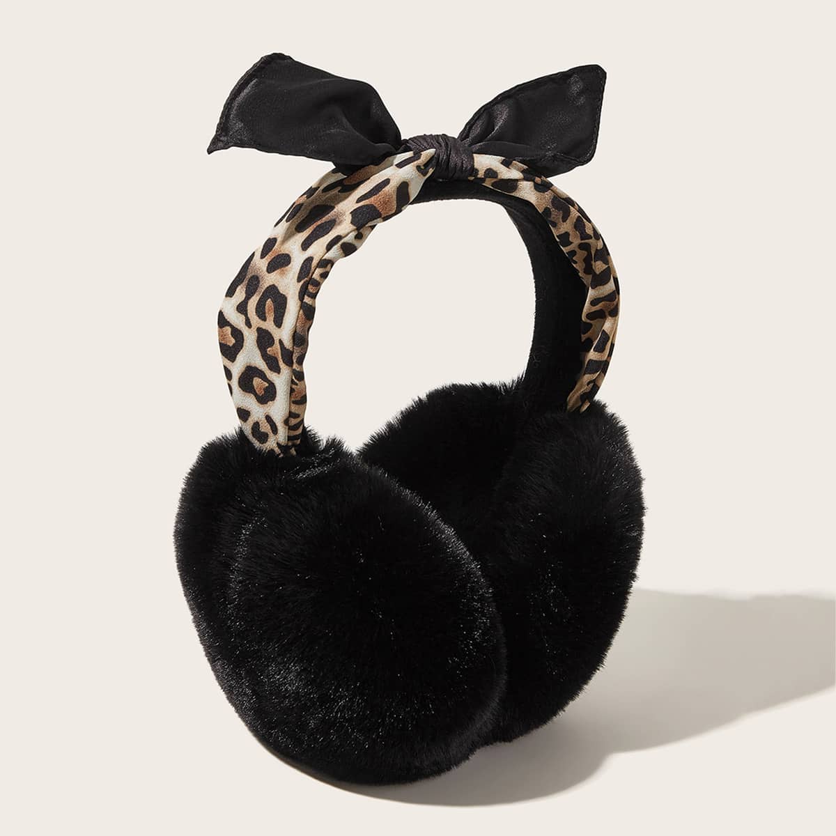 

Leopard Pattern Bow Knot Decor Earmuffs, Multicolor