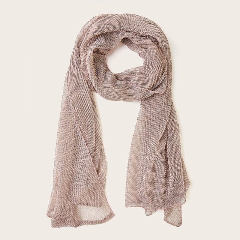 

Crumpled Silver Silk Scarf, Dusty pink