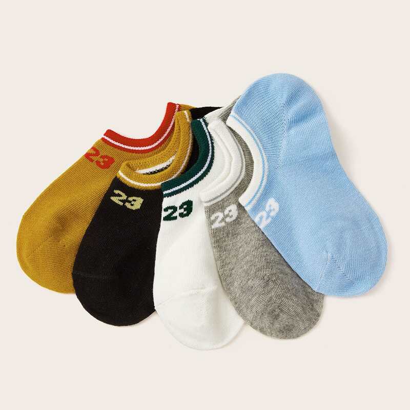 

5pairs Number Pattern Invisible Socks