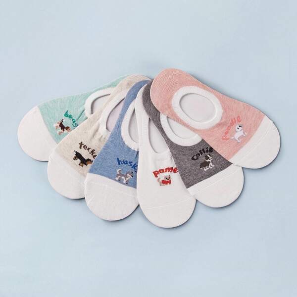 

6pairs Cartoon Pattern Invisible Socks, Multicolor