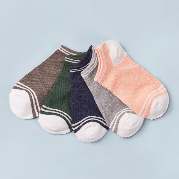 

5pairs Striped Pattern Socks, Multicolor