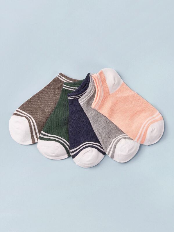 

5pairs Striped Pattern Socks, Multicolor
