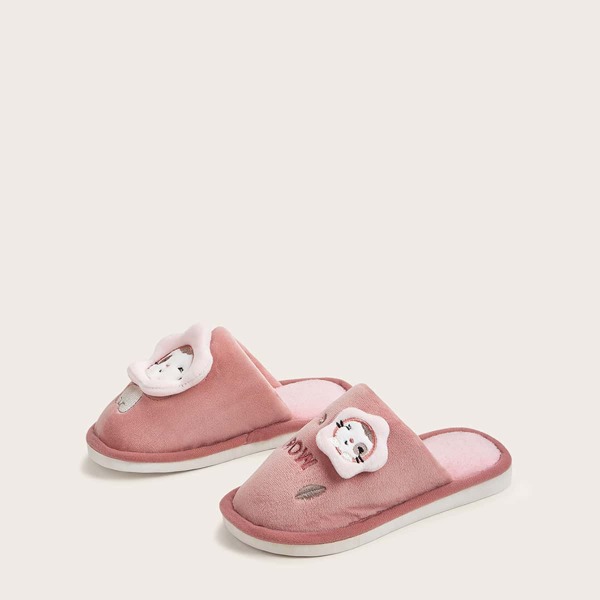 

Toddler Girls Round Toe Cat & Floral Slippers