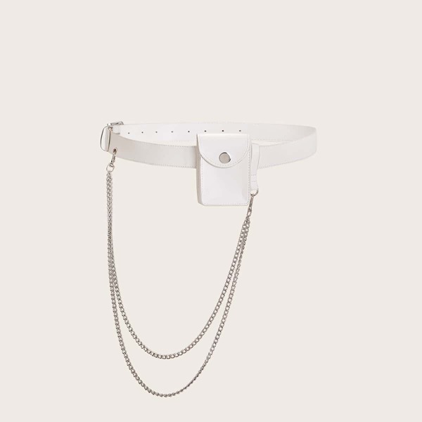 

Chain Decor Fanny Pack, White
