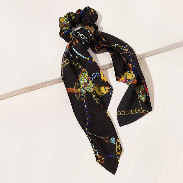 

1pcs Chain Pattern Scrunchie Scarf, Multicolor