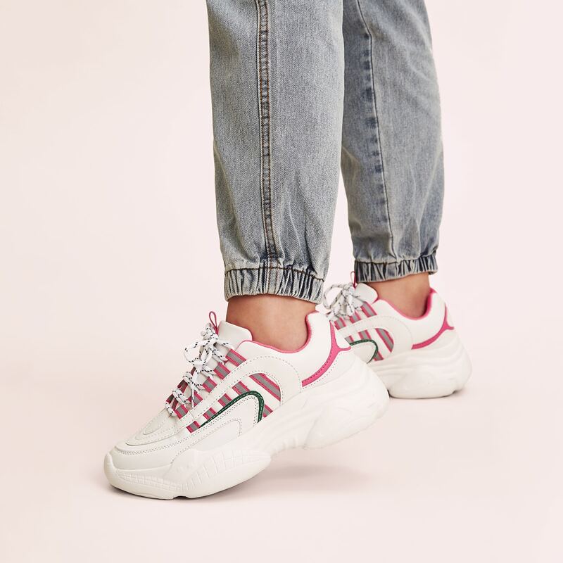 

Striped Lace Up Chunky Sole Trainers, Multicolor