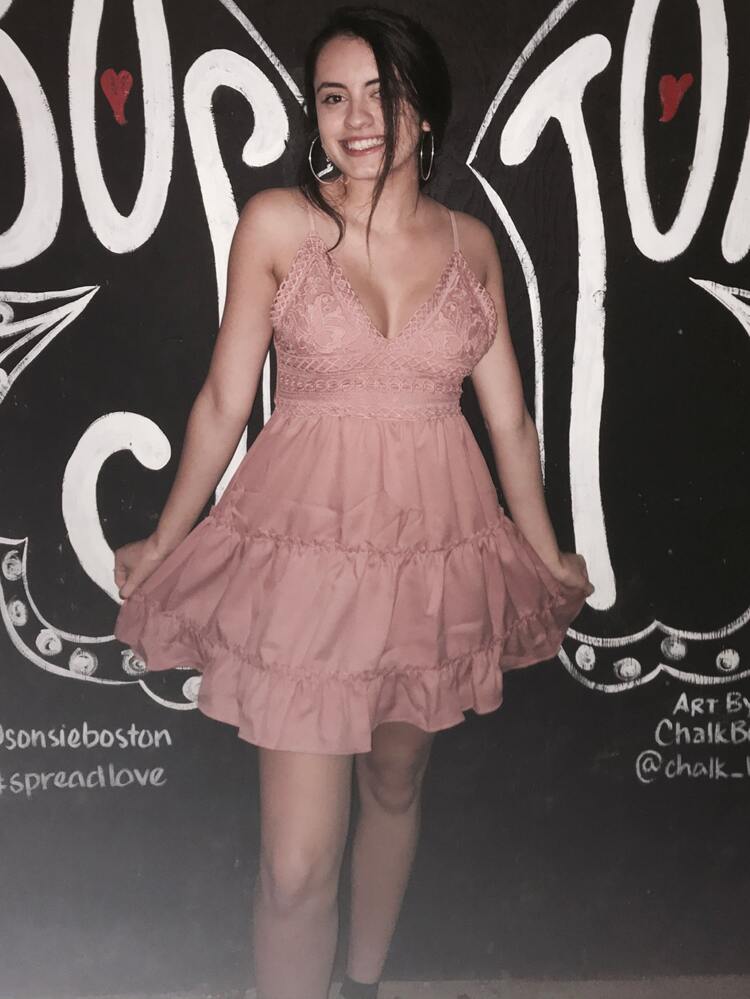 lace panel tiered seam cami dress