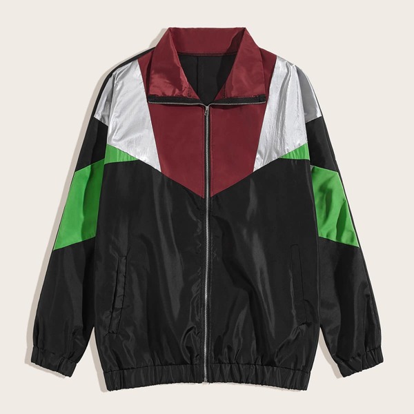 

Men Cut And Sew Windbreaker Jacket, Multicolor