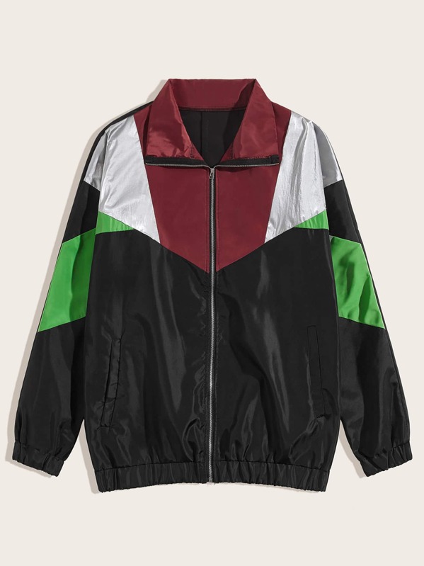 

Men Cut And Sew Windbreaker Jacket, Multicolor, Gleb