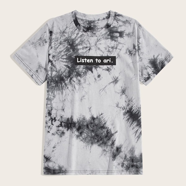 

Men Tie Dye Letter Graphic Tee