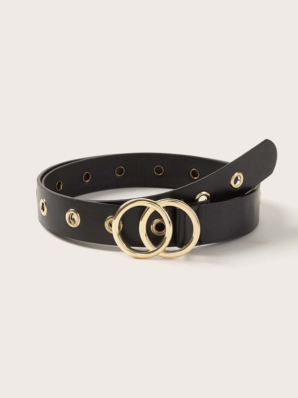 

Double O-ring Eyelet Decor Belt, Black