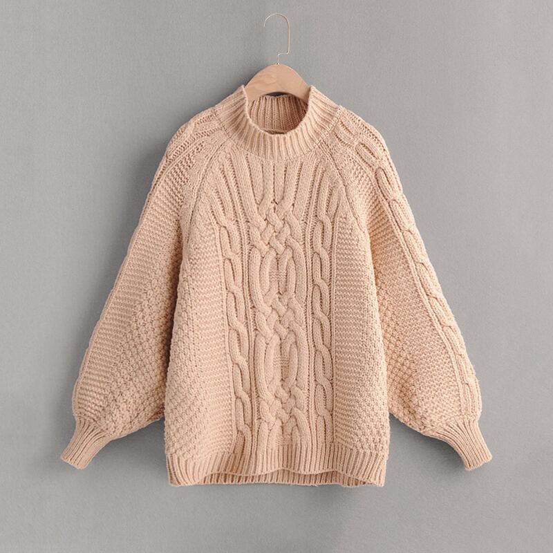 

Cable Pattern Bishop Sleeve Jumper, Khaki