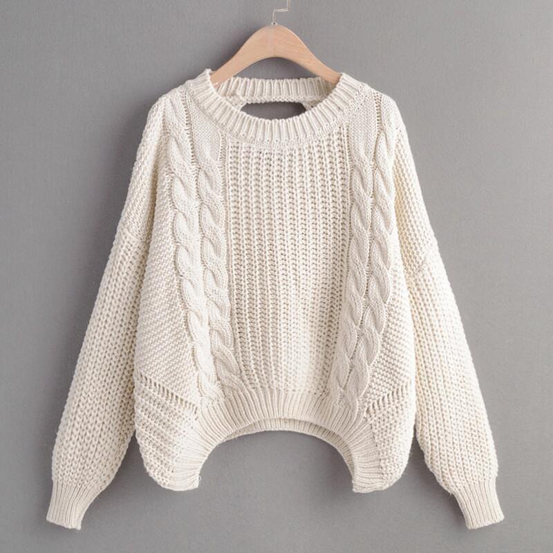 

Cable Knit Cut Out Back Jumper, Beige