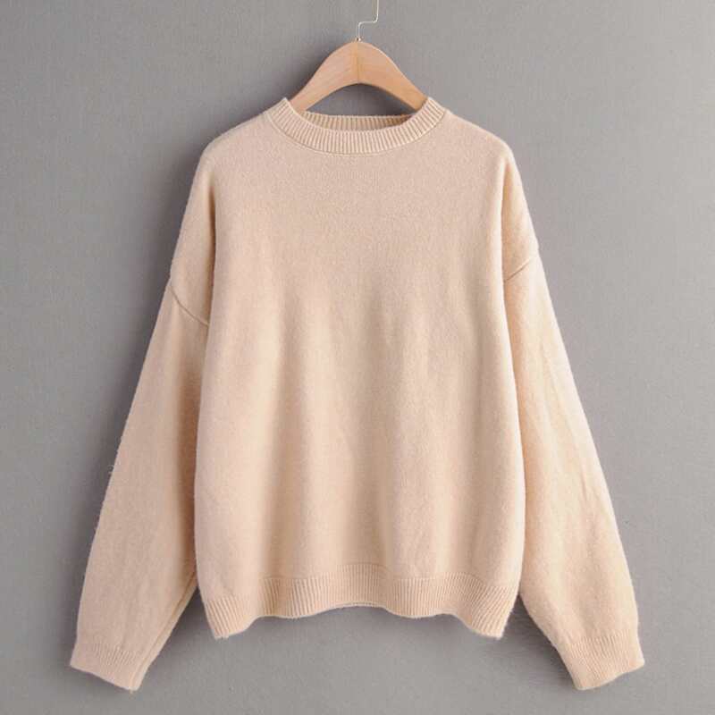 

Drop Shoulder Solid Pullover Jumper, Khaki