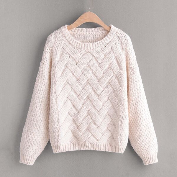 

Round Neck Drop Shoulder Solid Sweater
