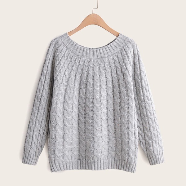 

Cable Pattern Round Neck Jumper