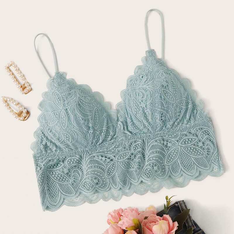 

Floral Lace Bralette, Green