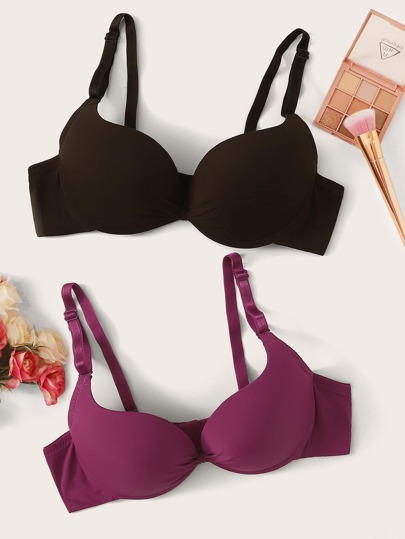 2pack Solid Underwire Bra Set