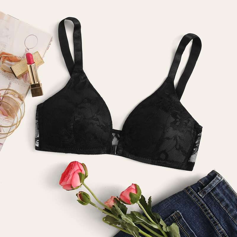 

Floral Lace Bra, Black