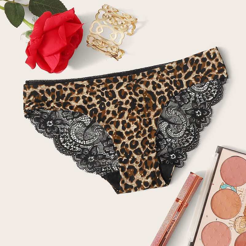 

Leopard Contrast Lace Panty, Multicolor