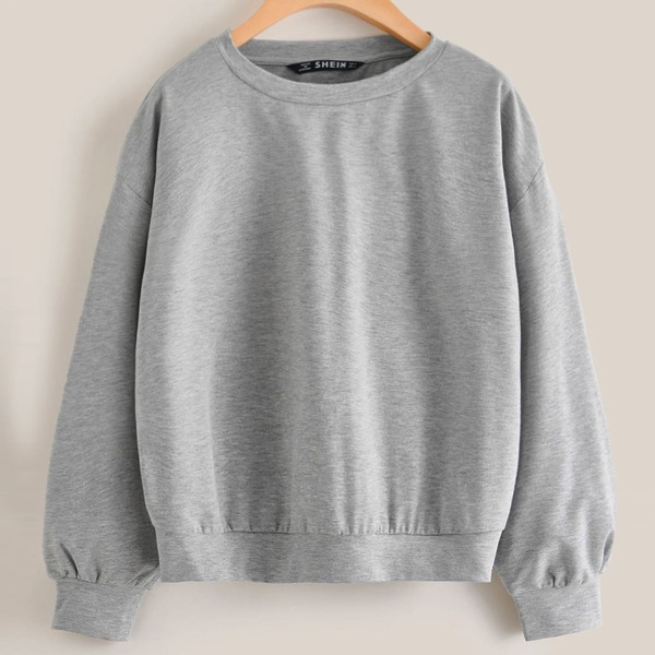 

Drop Shoulder Heather Grey Pullover