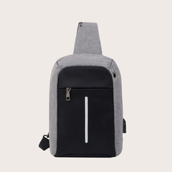 

Men Two Tone Zip Front Sling Bag, Multicolor