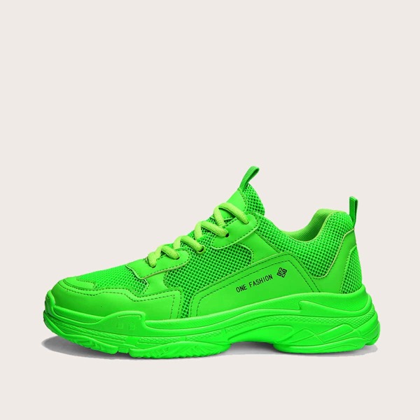 

Men Neon Lime Lace-up Front Chunky Sneakers