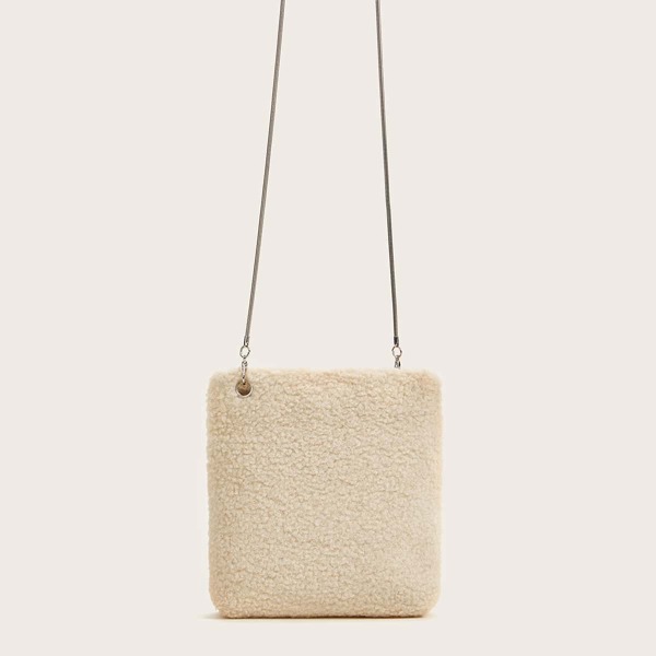 

Teddy Chain Crossbody Bag, Beige