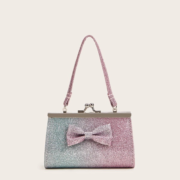 

Kiss Lock Bow Decor Glitter Clutch Bag, Multicolor