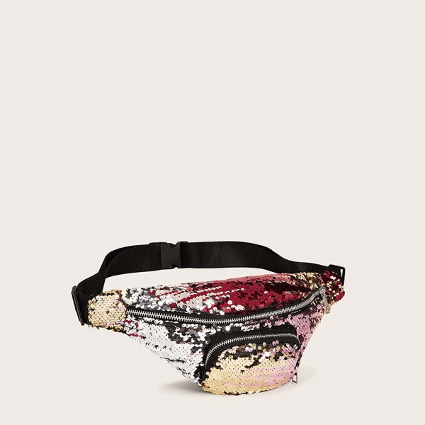 

Sequin Pocket Front Fanny Pack, Multicolor