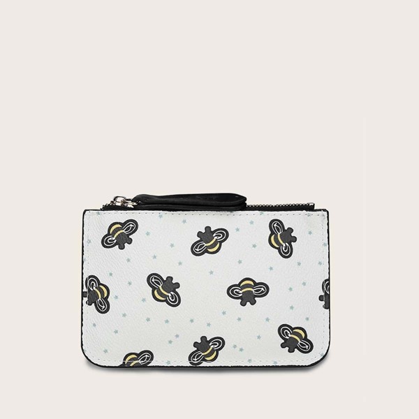 

Bee Graphic Purse With Keychain, Multicolor