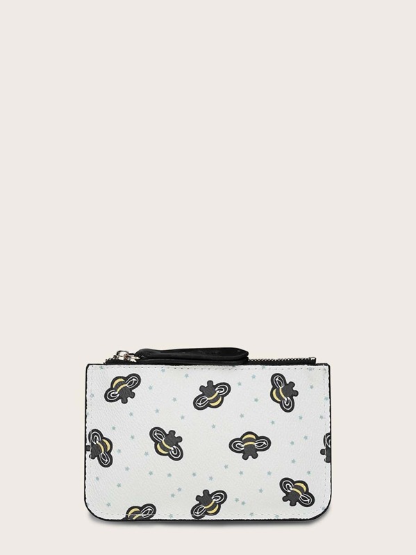 

Bee Graphic Purse With Keychain, Multicolor
