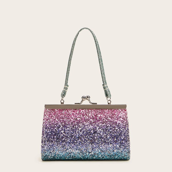 

Kiss Lock Gradient Glitter Clutch Bag, Multicolor